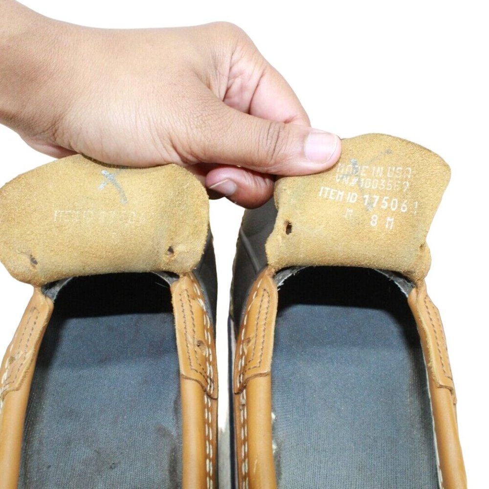 LL BEAN Brown Leather Unlined Slip On Moccasin Rain Duck Boots Size 8 M - Picture 6 of 10